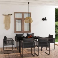 vidaXL 7 Piece Patio Dining Set Black