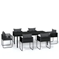 Vidaxl 7 Piece Patio Dining Set Black