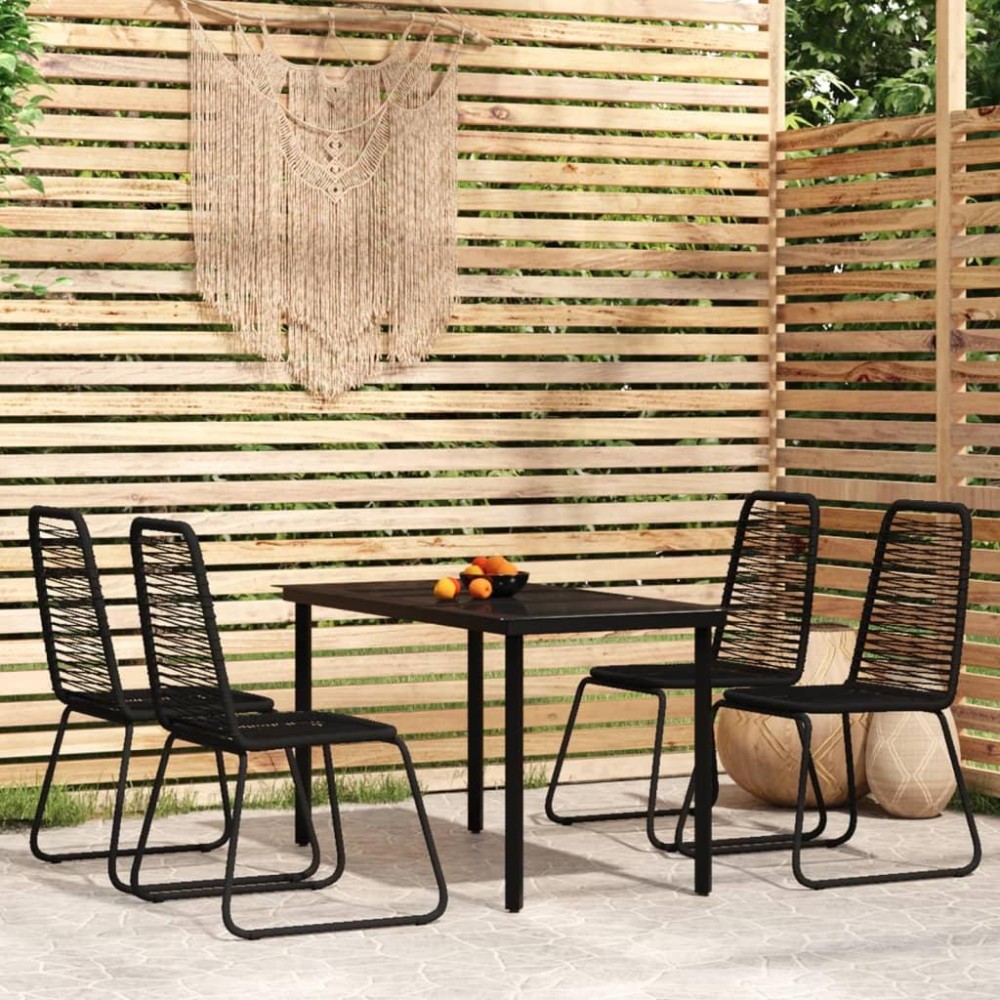 vidaXL 5 Piece Patio Dining Set Black