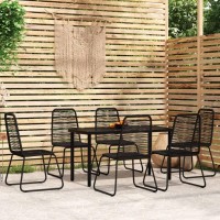 vidaXL 7 Piece Patio Dining Set Black