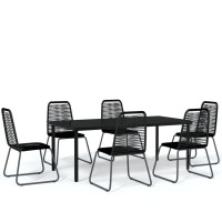 Vidaxl 7 Piece Patio Dining Set Black