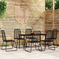 vidaXL 7 Piece Patio Dining Set Black