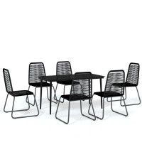 vidaXL 7 Piece Patio Dining Set Black