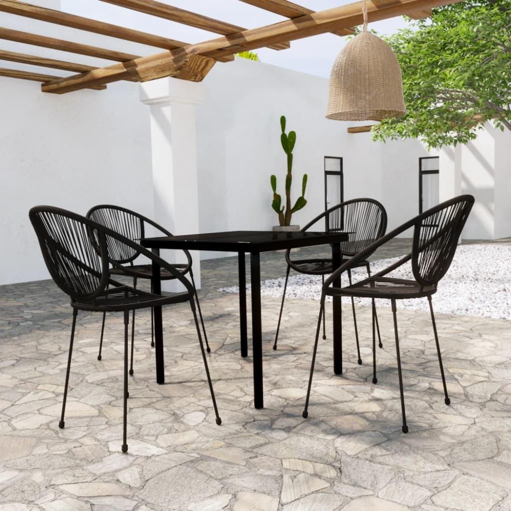 vidaXL 5 Piece Patio Dining Set Black