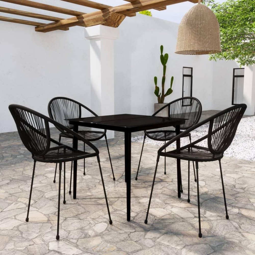 vidaXL 5 Piece Patio Dining Set Black