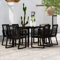 vidaXL 7 Piece Patio Dining Set Black