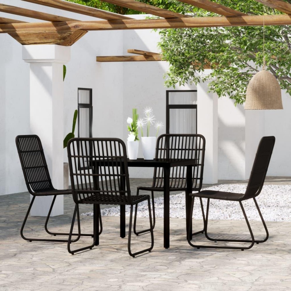 vidaXL 5 Piece Patio Dining Set Black