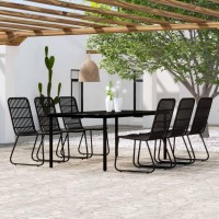 vidaXL 7 Piece Patio Dining Set Black