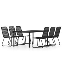 vidaXL 7 Piece Patio Dining Set Black