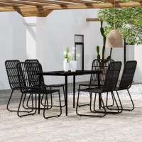 vidaXL 7 Piece Patio Dining Set Black