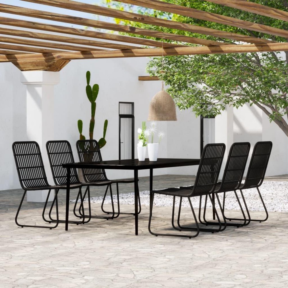 vidaXL 7 Piece Patio Dining Set Black