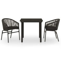 vidaXL 3 Piece Patio Dining Set Black