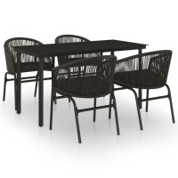 vidaXL 5 Piece Patio Dining Set Black