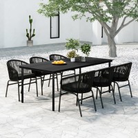 vidaXL 7 Piece Patio Dining Set Black