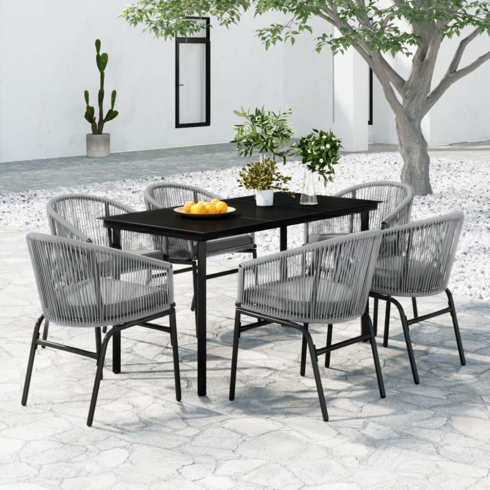 vidaXL 7 Piece Patio Dining Set Gray