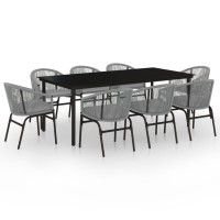 vidaXL 9 Piece Patio Dining Set Gray