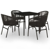 vidaXL 5 Piece Patio Dining Set Black