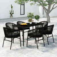 vidaXL 7 Piece Patio Dining Set Black