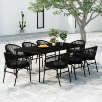 vidaXL 9 Piece Patio Dining Set Black