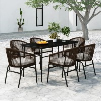 vidaXL 7 Piece Patio Dining Set Brown