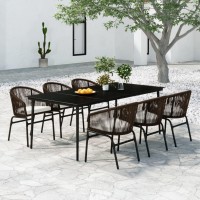 vidaXL 7 Piece Patio Dining Set Brown