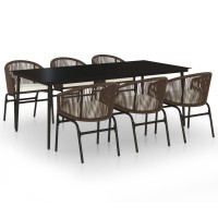 vidaXL 7 Piece Patio Dining Set Brown