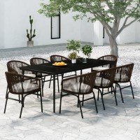 vidaXL 9 Piece Patio Dining Set Brown