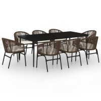 vidaXL 9 Piece Patio Dining Set Brown