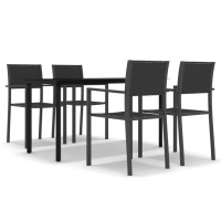 vidaXL 5 Piece Patio Dining Set Black