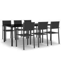 Vidaxl 7 Piece Patio Dining Set Black