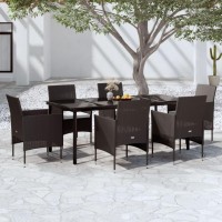 vidaXL 7 Piece Patio Dining Set with Cushions Black