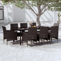 vidaXL 9 Piece Patio Dining Set with Cushions Black