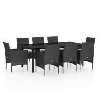 vidaXL 9 Piece Patio Dining Set with Cushions Black