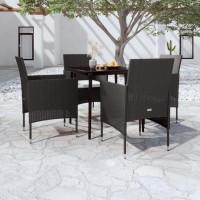 vidaXL 5 Piece Patio Dining Set with Cushions Black