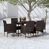 vidaXL 7 Piece Patio Dining Set with Cushions Black