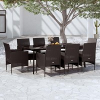 vidaXL 9 Piece Patio Dining Set with Cushions Black