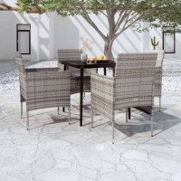 vidaXL 5 Piece Patio Dining Set with Cushions Gray and Black