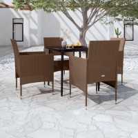 vidaXL 5 Piece Patio Dining Set with Cushions Brown and Black