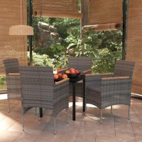 vidaXL 5 Piece Patio Dining Set with Cushions Gray and Black