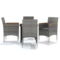 vidaXL 5 Piece Patio Dining Set with Cushions Gray and Black