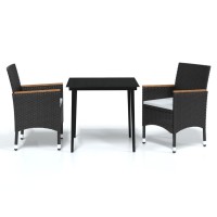 vidaXL 3 Piece Patio Dining Set with Cushions Black