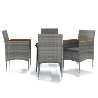 vidaXL 5 Piece Patio Dining Set with Cushions Gray and Black