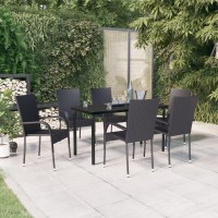 vidaXL 7 Piece Patio Dining Set Black