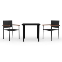 vidaXL 3 Piece Patio Dining Set Black