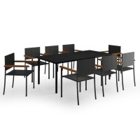 vidaXL 9 Piece Patio Dining Set Black