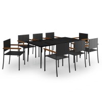 vidaXL 9 Piece Patio Dining Set Black