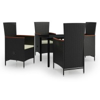 vidaXL 5 Piece Patio Dining Set with Cushions Black