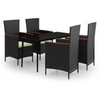 vidaXL 5 Piece Patio Dining Set with Cushions Black