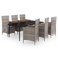 vidaXL 7 Piece Patio Dining Set with Cushions Gray