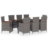 vidaXL 9 Piece Patio Dining Set with Cushions Gray